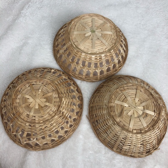 Boho wicker woven basket wall set of 3 - Picture 5 of 5